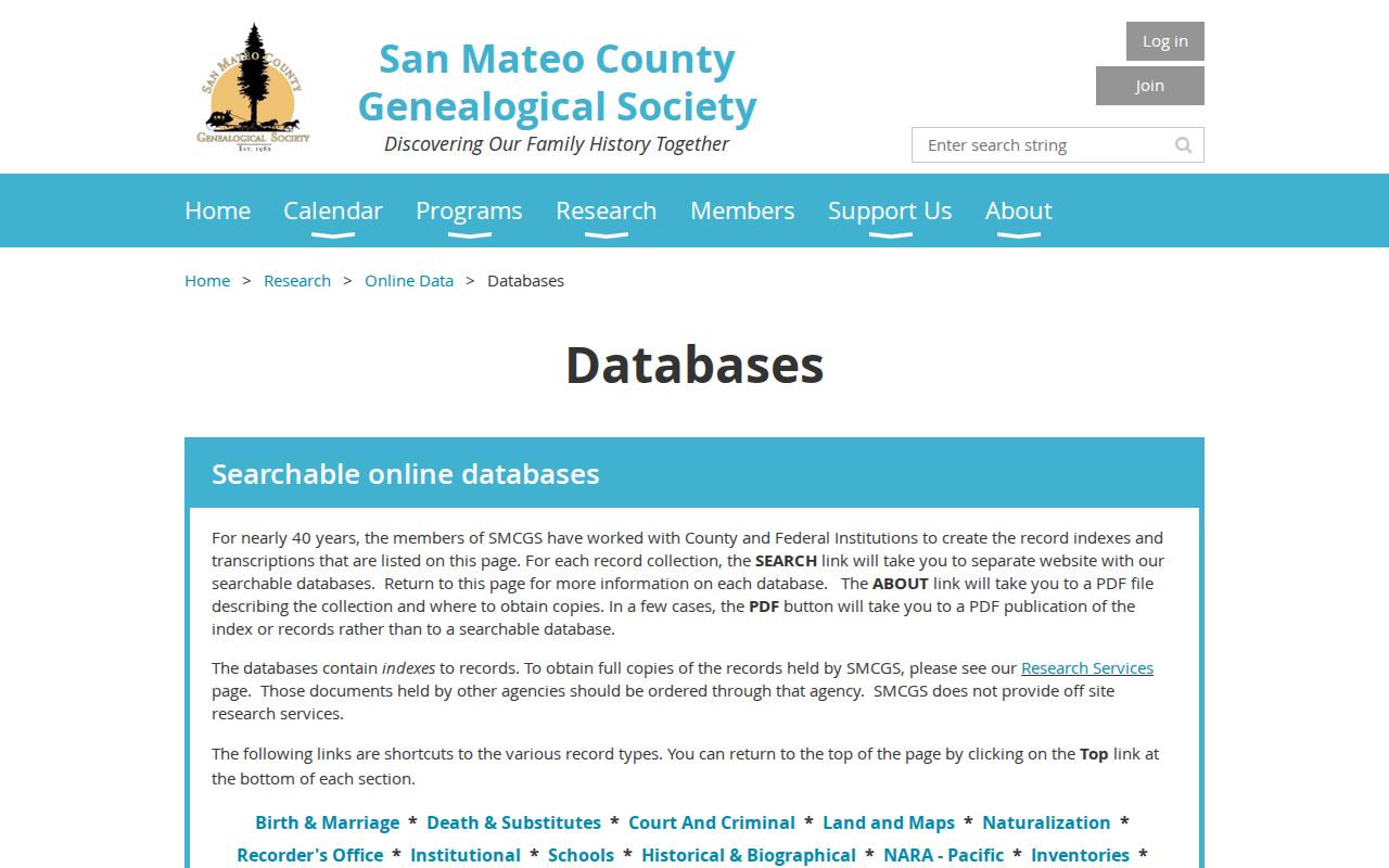 San Mateo County city directory genealogical databases