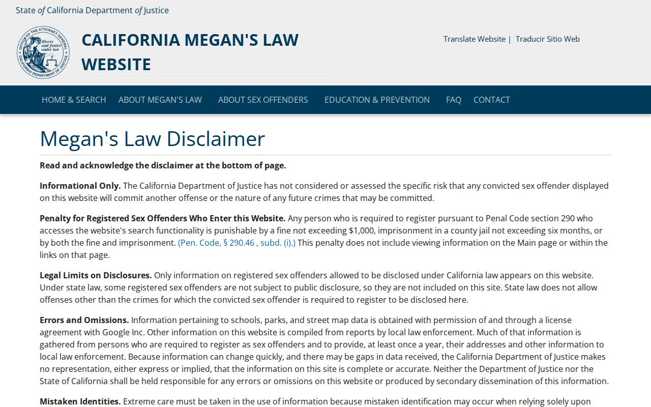 San Mateo County neighbors California Megan's Law map and name search