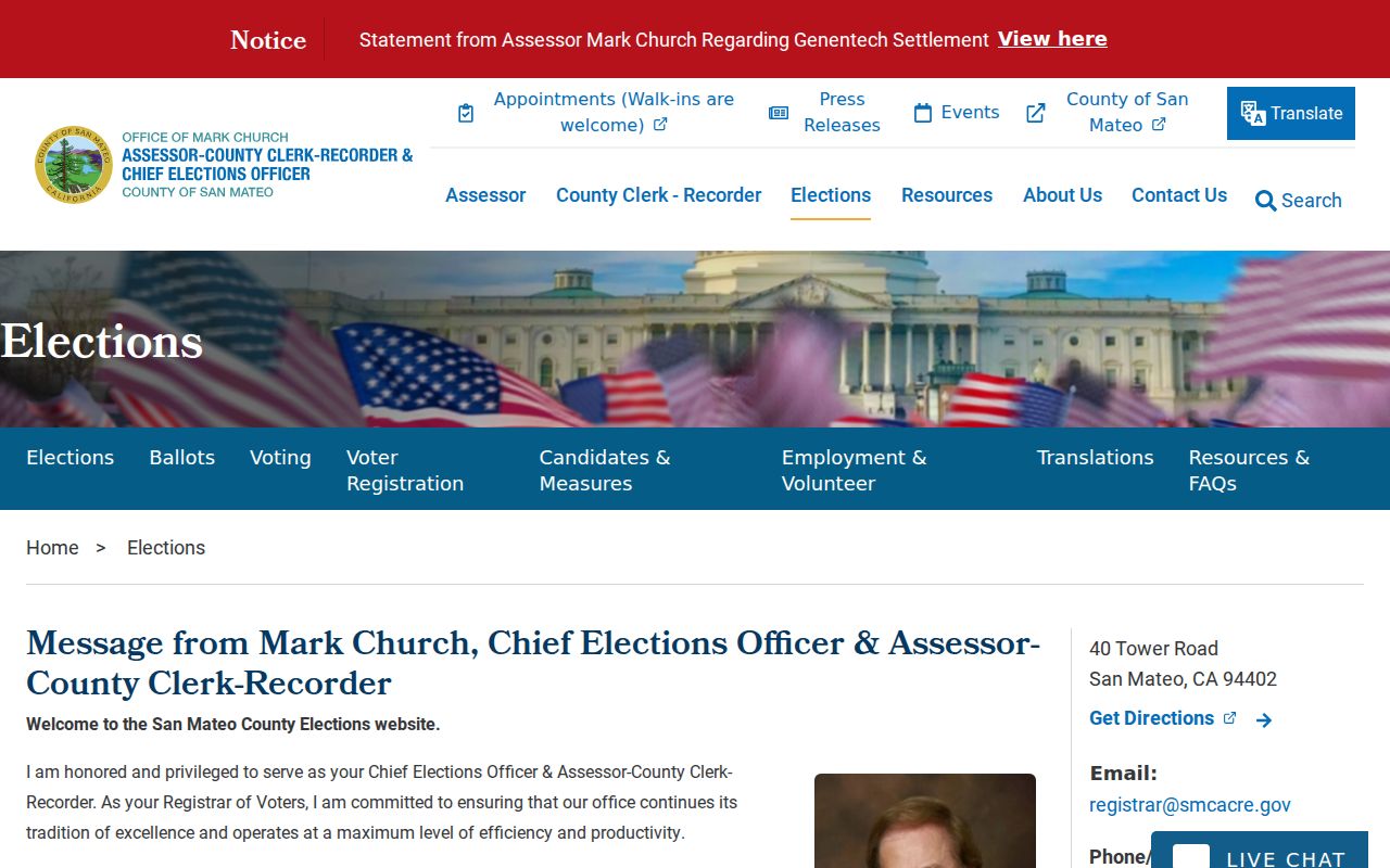 San Mateo County neighbors election and registration services
