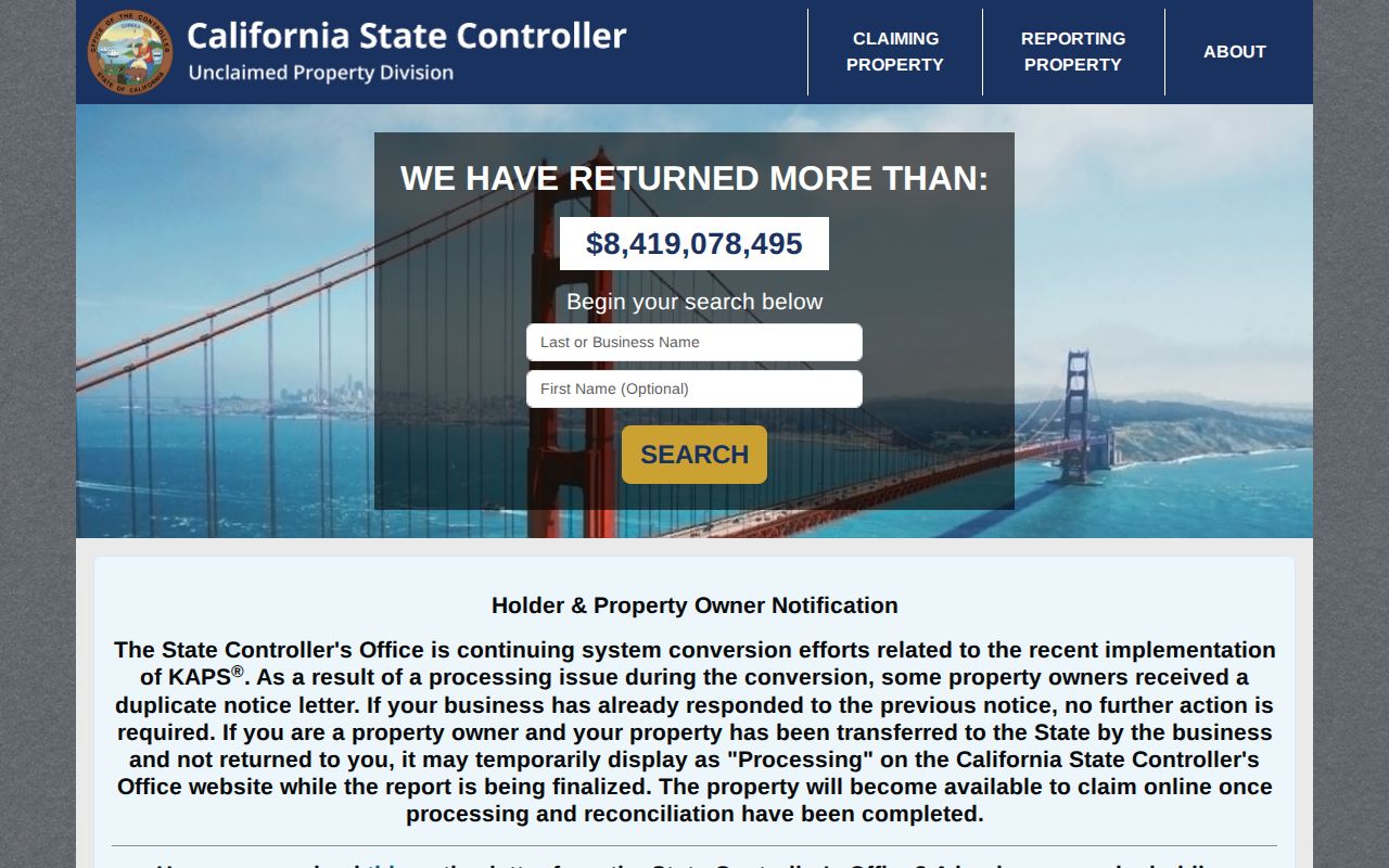 San Mateo County resident lookup unclaimed property search
