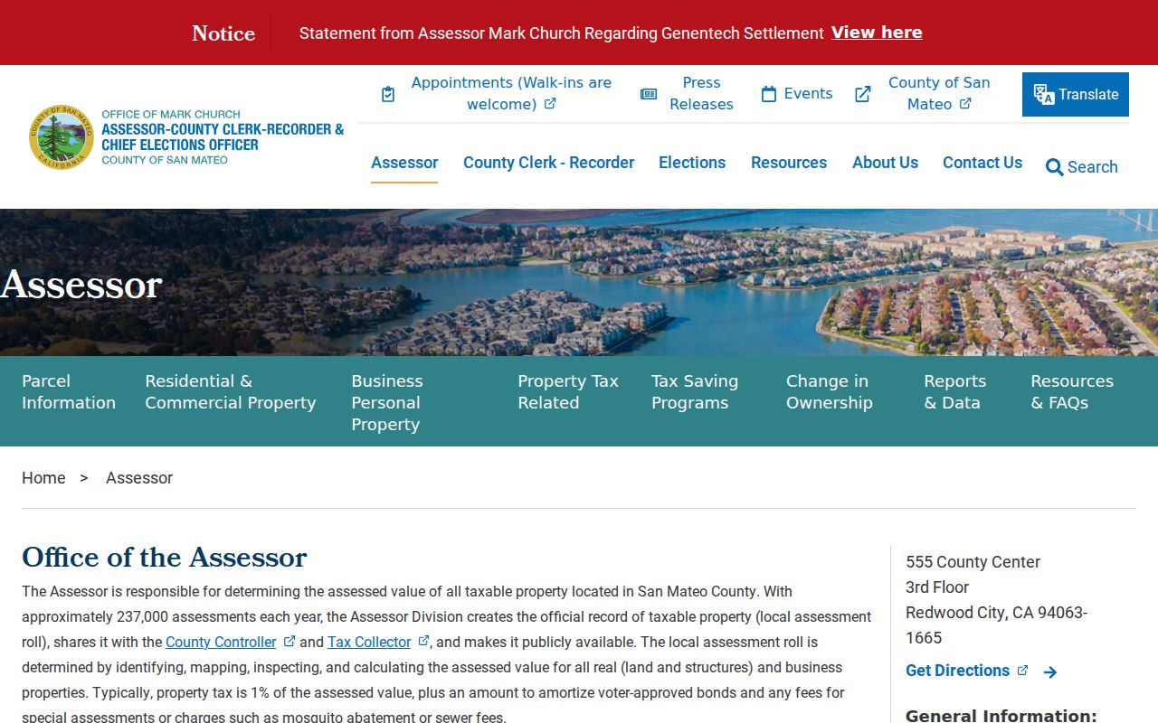 San Mateo County street directory ACRE assessor property records