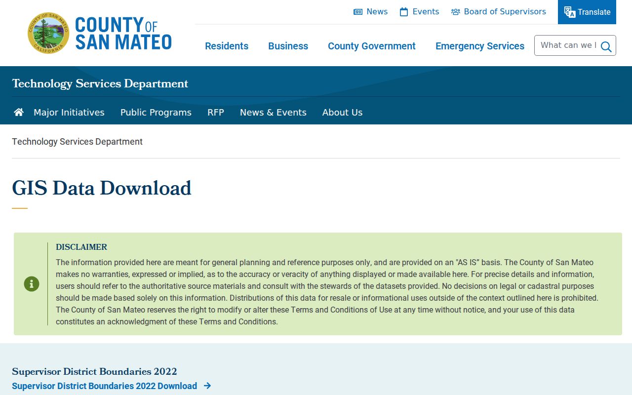 San Mateo County ZIP code directory GIS parcel and boundary downloads